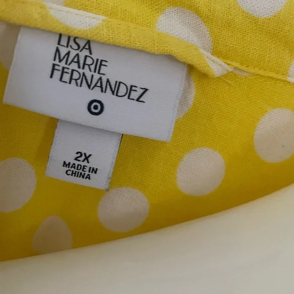 Lisa Marie Fernandez Yellow and White Polka Dot Top (XXL) - Picture 3 of 14